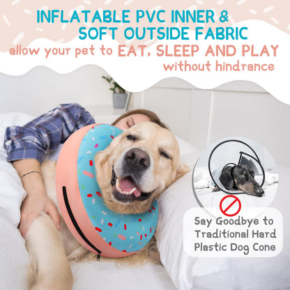 Supet Inflatable Dog Cone Collar Alternative After Surgery, Doggie Neck Donut Collar Recovery ECollar, Soft Dog Cone for Small Medium Large Dogs