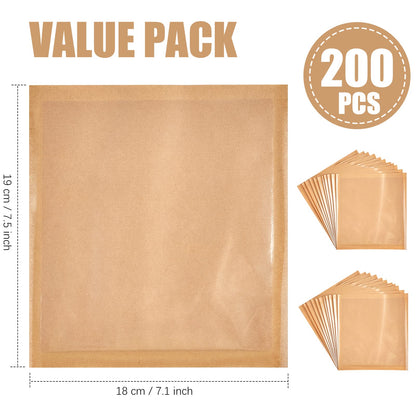 200 Pack Heat Sealable Bakery Bags with Window, Kraft Paper Sandwich Bags, Grease Resistant Cookies Bags To Go for Packaging Donut, Pastries and other Treats (7.5 x 7.1 Inches)