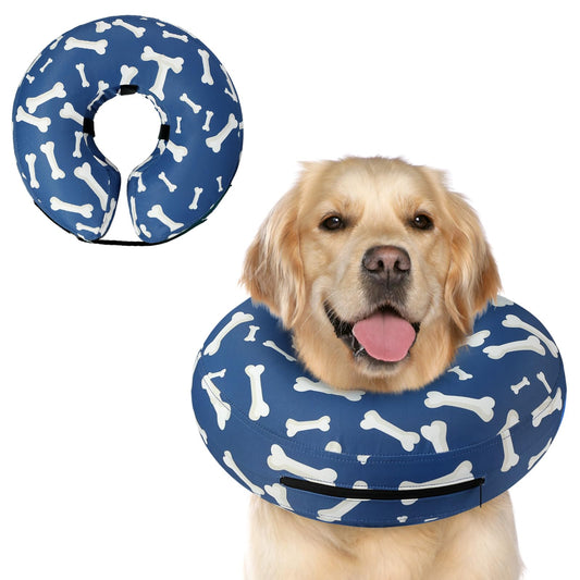 Supet Inflatable Dog Cone Collar Alternative After Surgery, Doggie Neck Donut Collar Recovery ECollar, Soft Dog Cone for Small Medium Large Dogs
