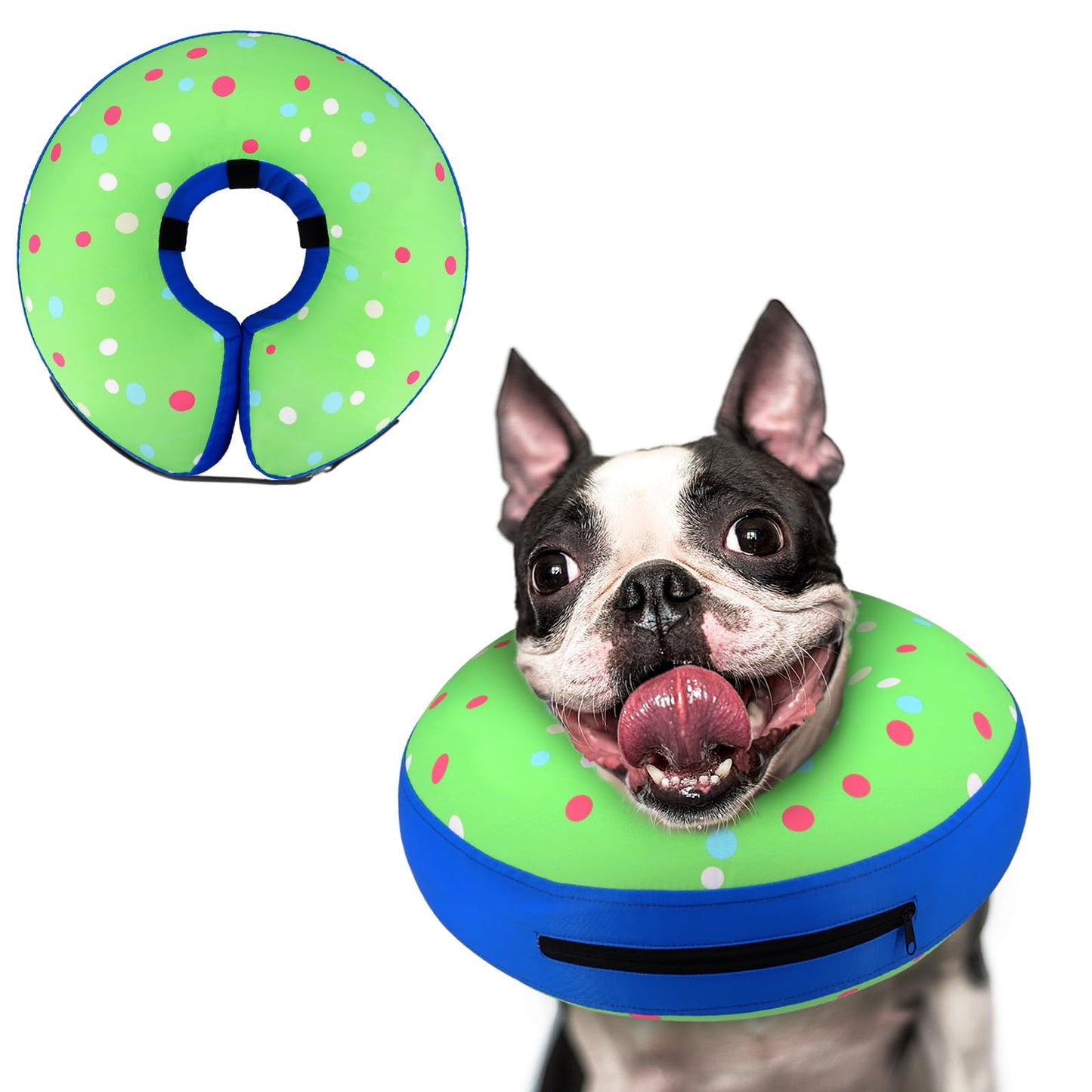 Supet Inflatable Dog Cone Collar Alternative After Surgery, Doggie Neck Donut Collar Recovery ECollar, Soft Dog Cone for Small Medium Large Dogs