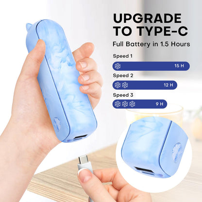 OHLGT Mini Ventilador Portátil: Silencioso, Recargable y Power Bank (9-15h)