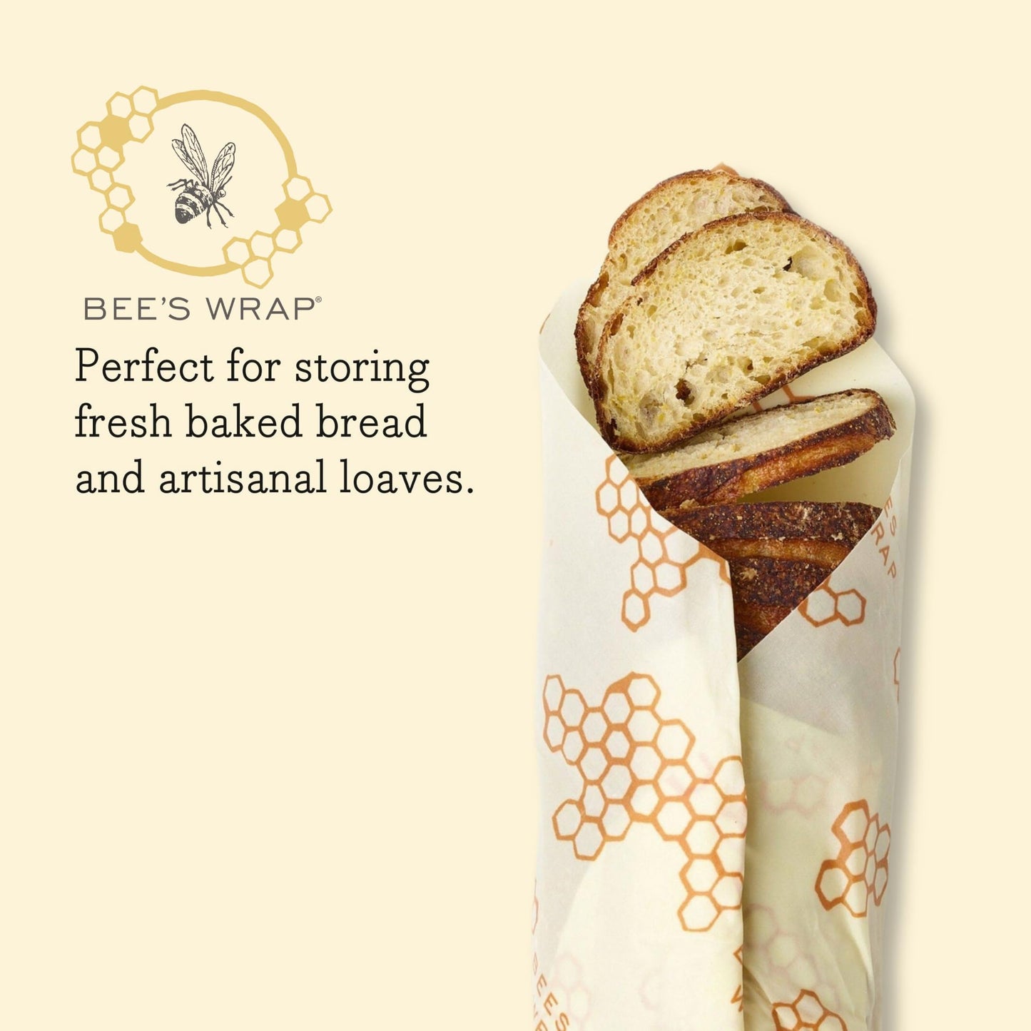 Bee's Wrap Reusable Vegan Alternative to Beeswax Food Wraps, Made in the USA, Eco Friendly Food Wraps, Sustainable Food Storage Containers, Organic Food Wraps, Bread Wrap for Homemade Bread, Vegan