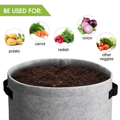 Potato Grow Bags with Flap 10 Gallon, 4 Pack Planter Pot with Handles and Harvest Window for Potato Tomato and Vegetables, Black and Gray