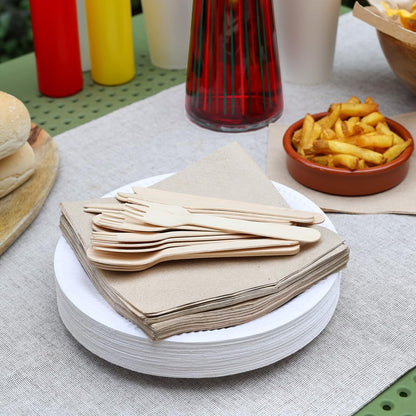 TABLE KIND | Paquete de 100 servilletas de papel reciclado suave, servilletas desechables para fiestas, color marrón, catering y uso diario, sin blanquear, compostables, 2 capas, 33 cm
