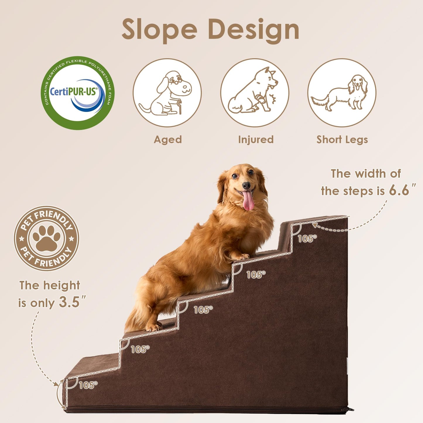 EHEYCIGA Dog Stairs for Bed 18”H, 4-Step Dog Steps for High Bed, Pet Steps for Small Dogs and Cats, Non-Slip Balanced Pet Ramp Indoor, Grey