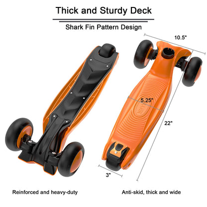 Allek Kick Scooter B03 for Kids (3-12 Years) — Style, Fun, and Safety on 3 Wheels with LED Lights, Adjustable Handlebar, and Reinforced Deck (Black)