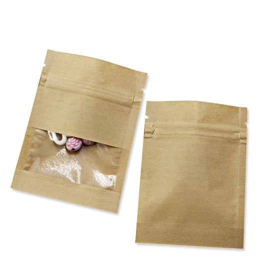 PABCK 100 Pack (Inner Size 2.36x2.36inch) Clear Window Airtight Seed Packets Brown Kraft