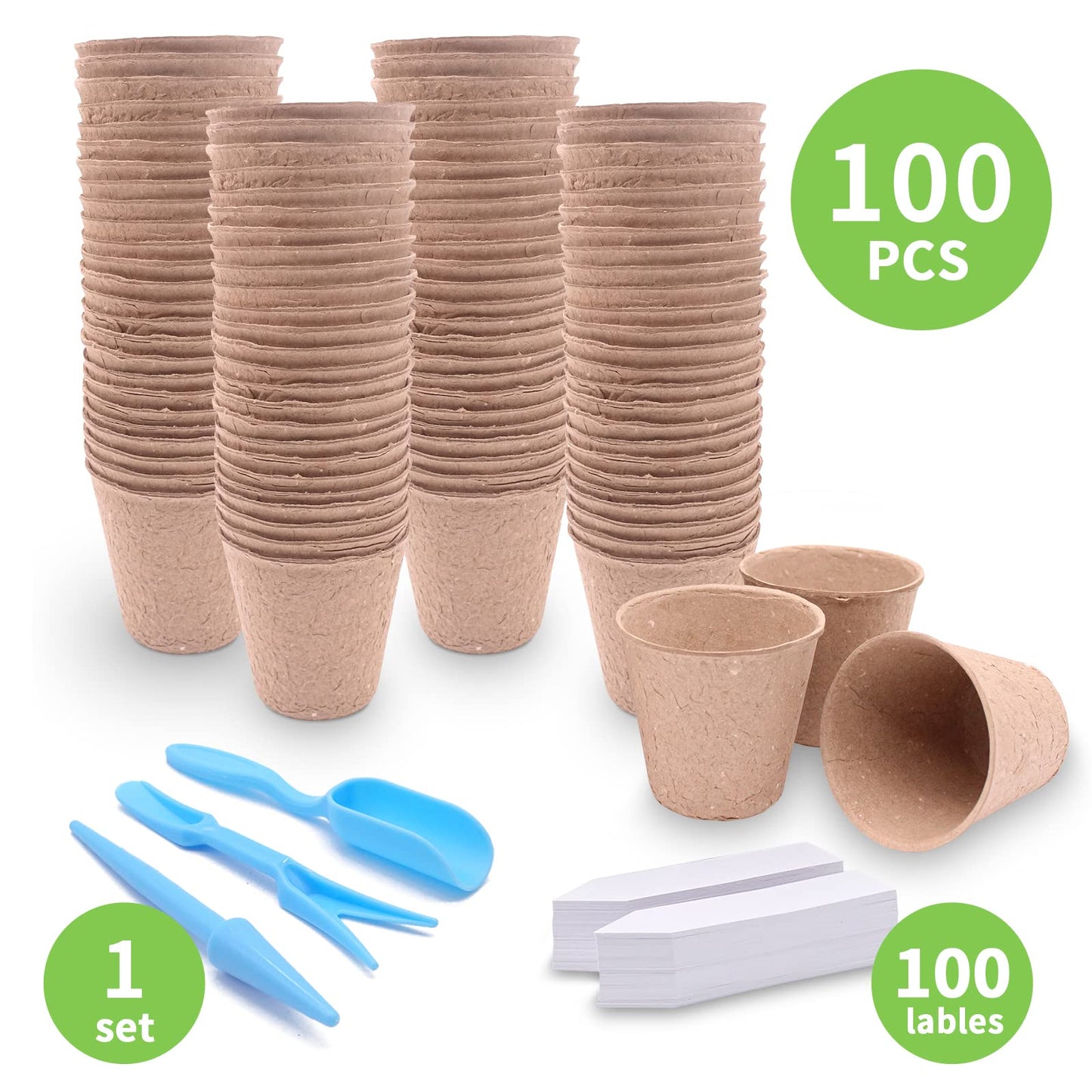 3T GROUP 50 Pcs 3 Inch Small Compostable Plant Pots,Disposable Flower Pots,Biodegradable Pots for Plant,Mini Seed Pots,Planting Pots,Peat Pot,Seeding Pots with Labels for Vegetables,Fruits,Garden