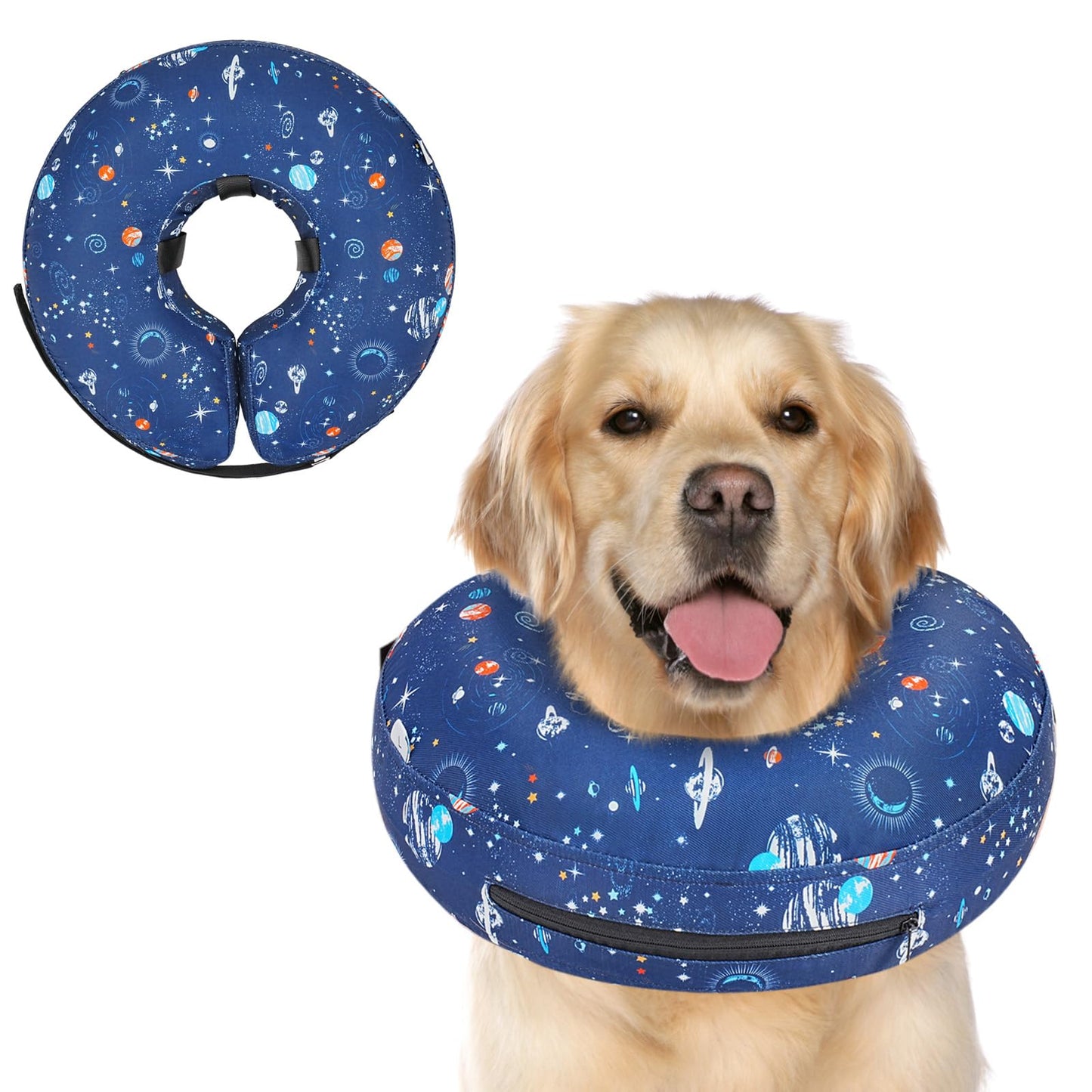 Supet Inflatable Dog Cone Collar Alternative After Surgery, Doggie Neck Donut Collar Recovery ECollar, Soft Dog Cone for Small Medium Large Dogs