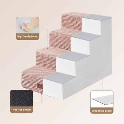 EHEYCIGA Dog Stairs for Bed 18”H, 4-Step Dog Steps for High Bed, Pet Steps for Small Dogs and Cats, Non-Slip Balanced Pet Ramp Indoor, Grey