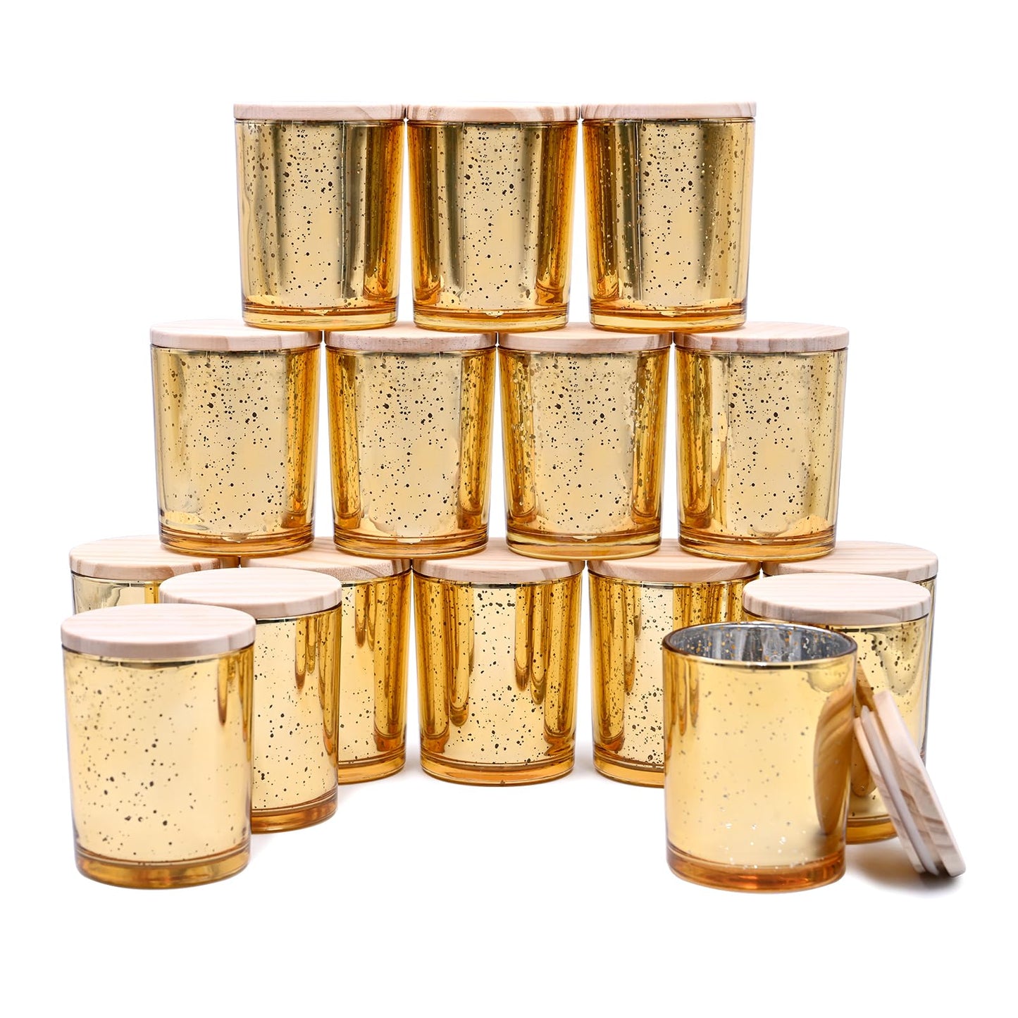 Thick Candle Jars for Making Candles 16 Pcs, 7 OZ Empty Jars with Wood Lids for Candle Making, Sample Container, Frosted White