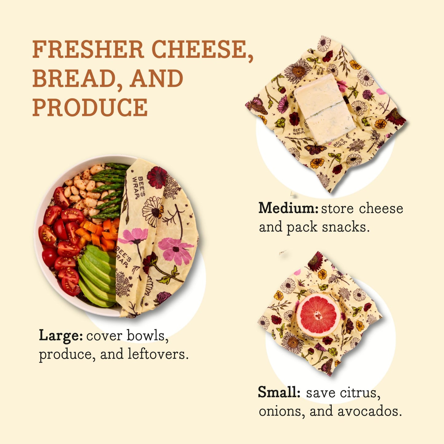 Bee's Wrap Reusable Vegan Alternative to Beeswax Food Wraps, Made in the USA, Eco Friendly Food Wraps, Sustainable Food Storage Containers, Organic Food Wraps, Bread Wrap for Homemade Bread, Vegan