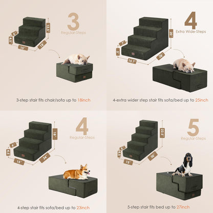 EHEYCIGA Dog Stairs for Bed 18”H, 4-Step Dog Steps for High Bed, Pet Steps for Small Dogs and Cats, Non-Slip Balanced Pet Ramp Indoor, Grey