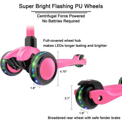 Allek Kick Scooter B03 for Kids (3-12 Years) — Style, Fun, and Safety on 3 Wheels with LED Lights, Adjustable Handlebar, and Reinforced Deck (Black)