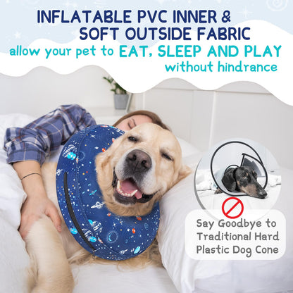 Supet Inflatable Dog Cone Collar Alternative After Surgery, Doggie Neck Donut Collar Recovery ECollar, Soft Dog Cone for Small Medium Large Dogs