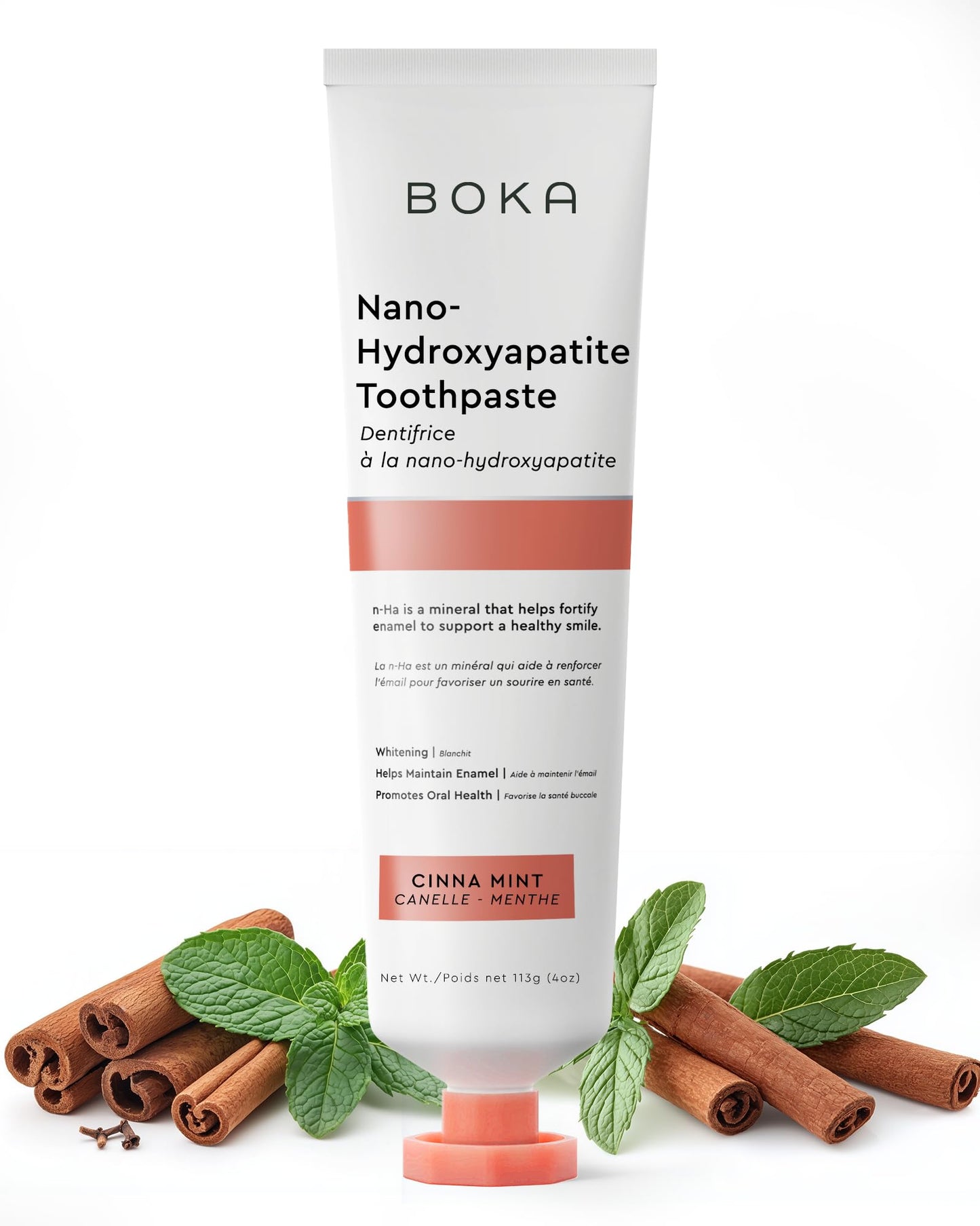 Boka Fluoride Free Toothpaste Nano Hydroxyapatite, Stocking Stuffers Remineralizing, Whitening - Dentist Recommended for Adult, Kids Oral Care Ela Mint Flavor, 4 Fl Oz 1Pk US Manufactured
