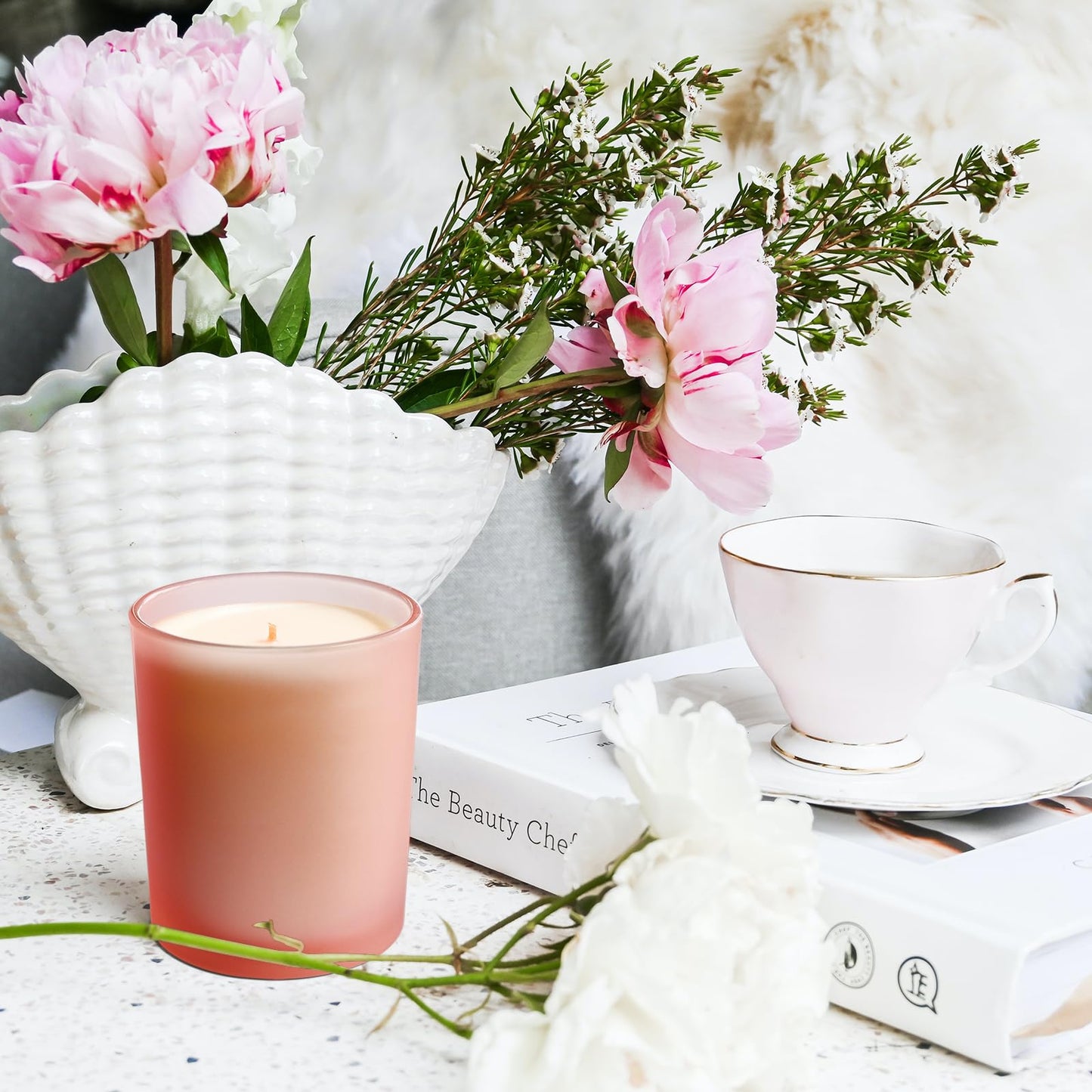 Thick Candle Jars for Making Candles 16 Pcs, 7 OZ Empty Jars with Wood Lids for Candle Making, Sample Container, Frosted White