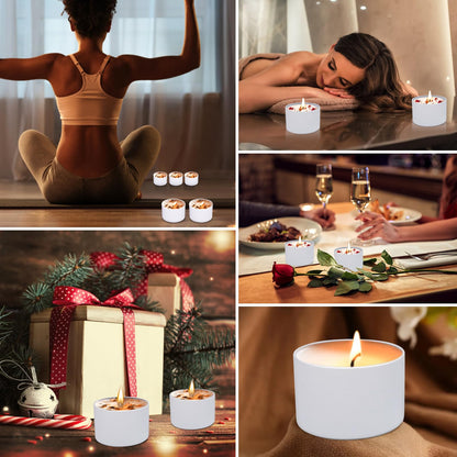 YJHSS 48-Pack White Candle Tins, 24pcs 8oz + 24pcs 4oz Candle tins with Metal Wood-Grain Printing Lids, Empty Candle Jars for Making Candles, Bulk Candle Containers Candle Making Jars for Christmas