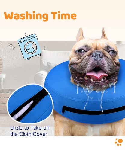Supet Inflatable Dog Cone Collar Alternative After Surgery, Doggie Neck Donut Collar Recovery ECollar, Soft Dog Cone for Small Medium Large Dogs