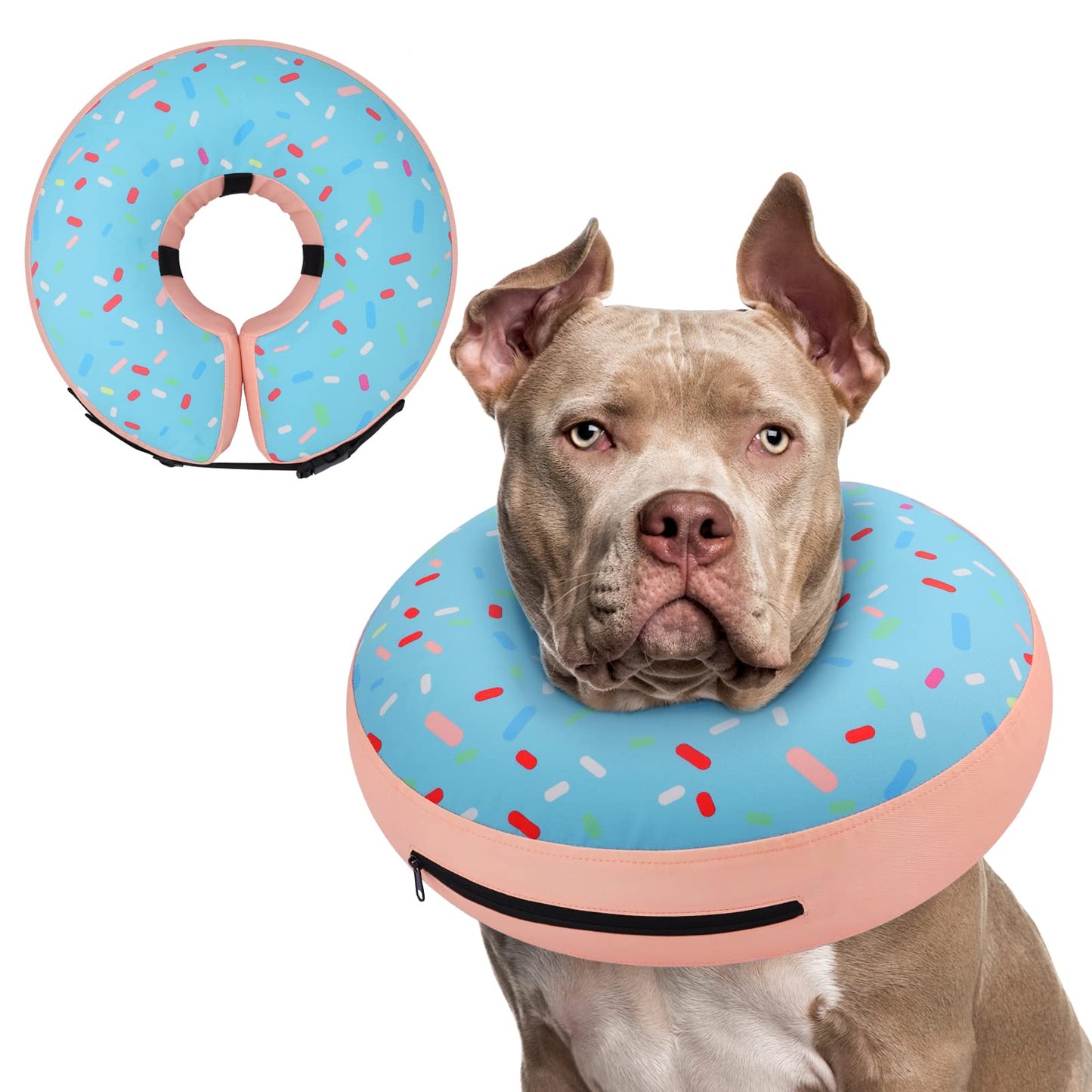 Supet Inflatable Dog Cone Collar Alternative After Surgery, Doggie Neck Donut Collar Recovery ECollar, Soft Dog Cone for Small Medium Large Dogs