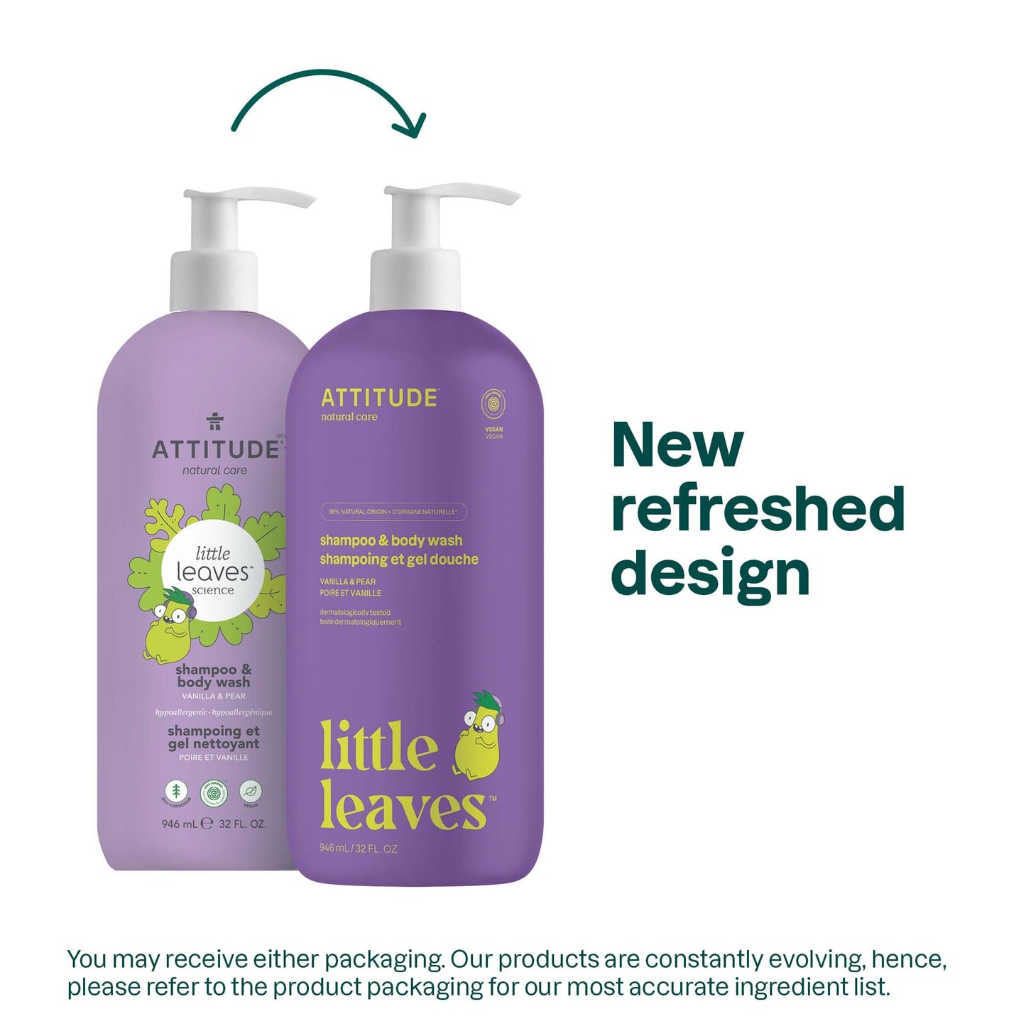 ATTITUDE Shampoo and Body Wash for Kids, EWG Verified Hair and Body Cleanser, Dermatologically Tested Soap, Plant and Mineral Based Bath Products, Vegan, Vanilla & Pear, 16 Fl Oz