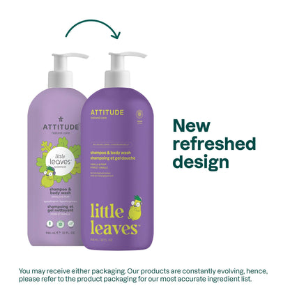 ATTITUDE Shampoo and Body Wash for Kids, EWG Verified Hair and Body Cleanser, Dermatologically Tested Soap, Plant and Mineral Based Bath Products, Vegan, Vanilla & Pear, 16 Fl Oz