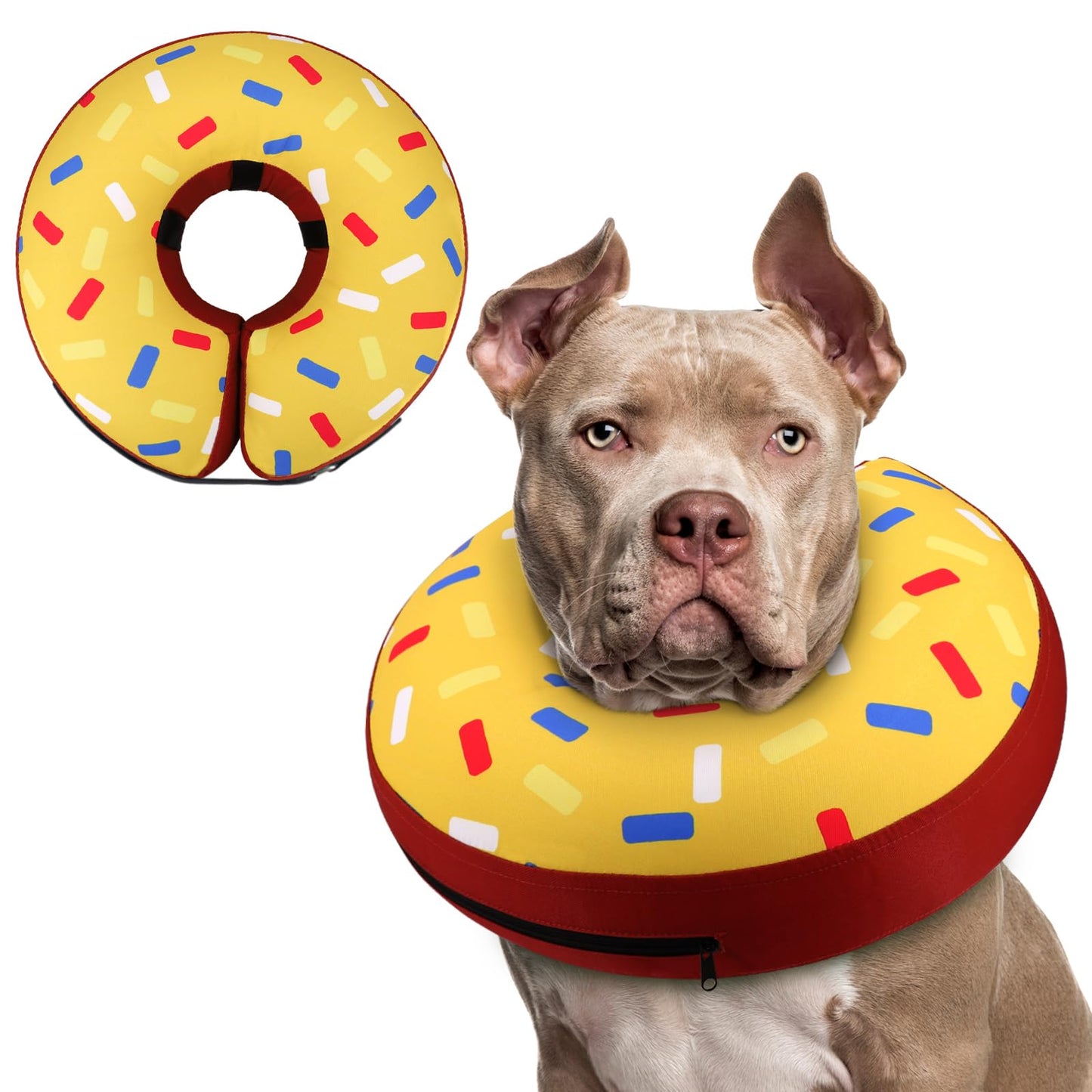 Supet Inflatable Dog Cone Collar Alternative After Surgery, Doggie Neck Donut Collar Recovery ECollar, Soft Dog Cone for Small Medium Large Dogs