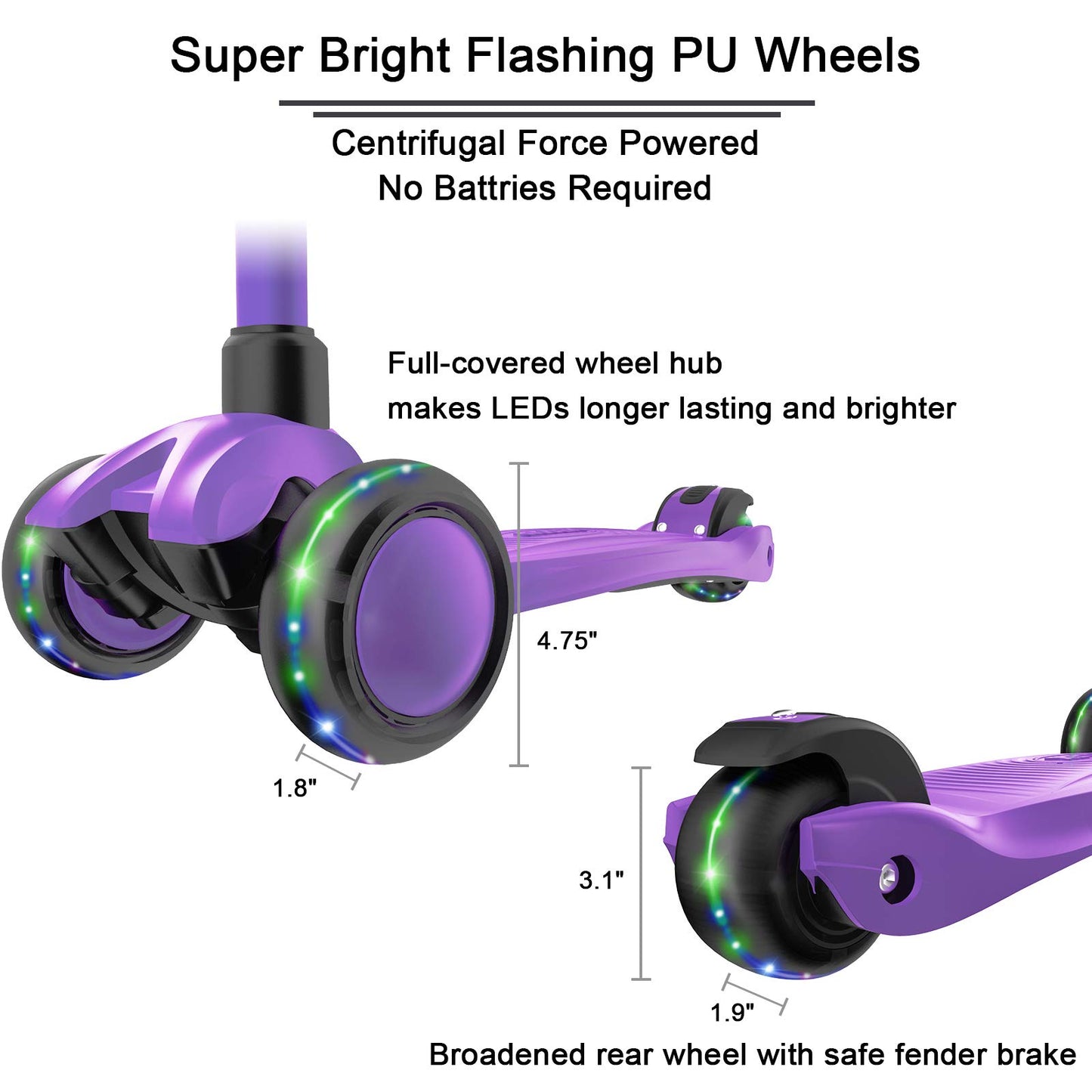 Allek Kick Scooter B03 for Kids (3-12 Years) — Style, Fun, and Safety on 3 Wheels with LED Lights, Adjustable Handlebar, and Reinforced Deck (Black)