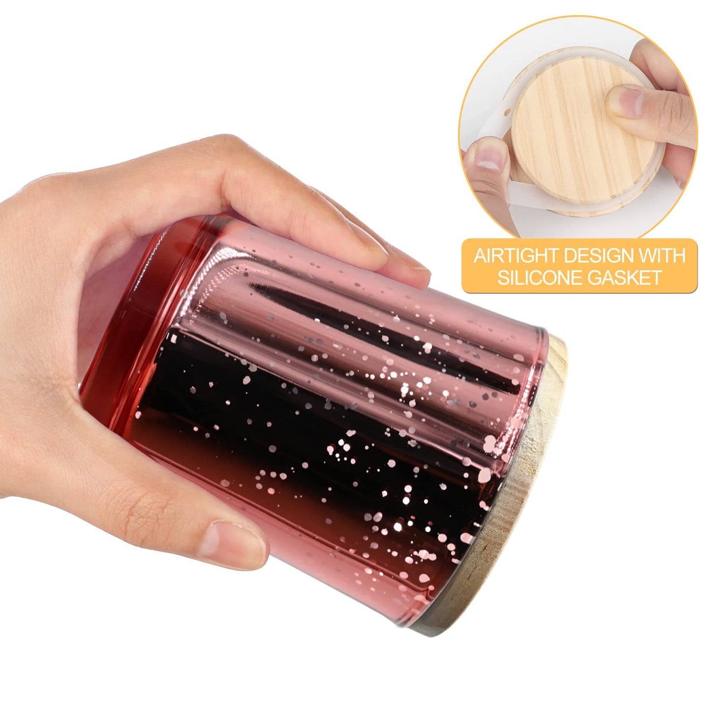 Thick Candle Jars for Making Candles 16 Pcs, 7 OZ Empty Jars with Wood Lids for Candle Making, Sample Container, Frosted White