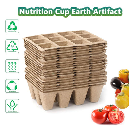 120 Cells Seed Starter Tray, 10 Packs Biodegradable Peat Pots for Seedlings, Organic Germination Plant Starter Kit with 100 Labels and 2 Transplant Tools