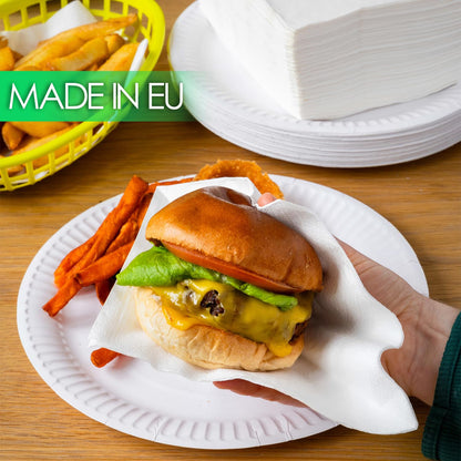 Table Kind - Paquete de 100 servilletas blancas suaves, servilletas de calidad para fiestas, catering y uso diario, ecológicas, desechables, compostables para el hogar, sostenibles y reciclables,