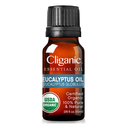 Cliganic Organic Essential Oils Set (Top 5) - 100% Pure Natural - Aromatherapy, Candle Making - Peppermint, Lavender, Eucalyptus, Lemongrass & Orange (Packaging May Vary)