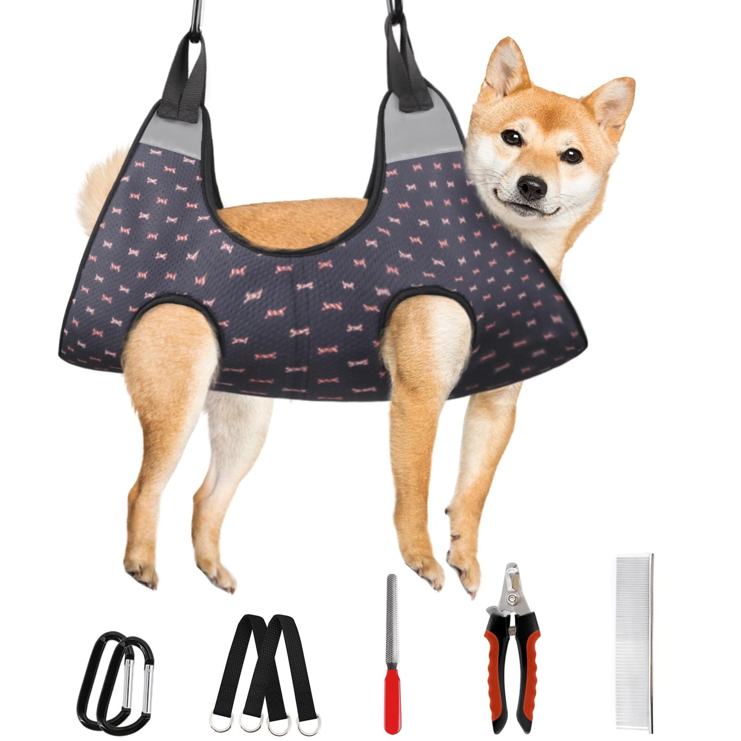 Supet Dog Grooming Hammock for Small Dogs Cat, Relaxation Pet Grooming Hammock Restraint for Nail Trimming (Coral Blue, S（ Legs Spacing：7-10.2" / Max W：15-35LBS）)
