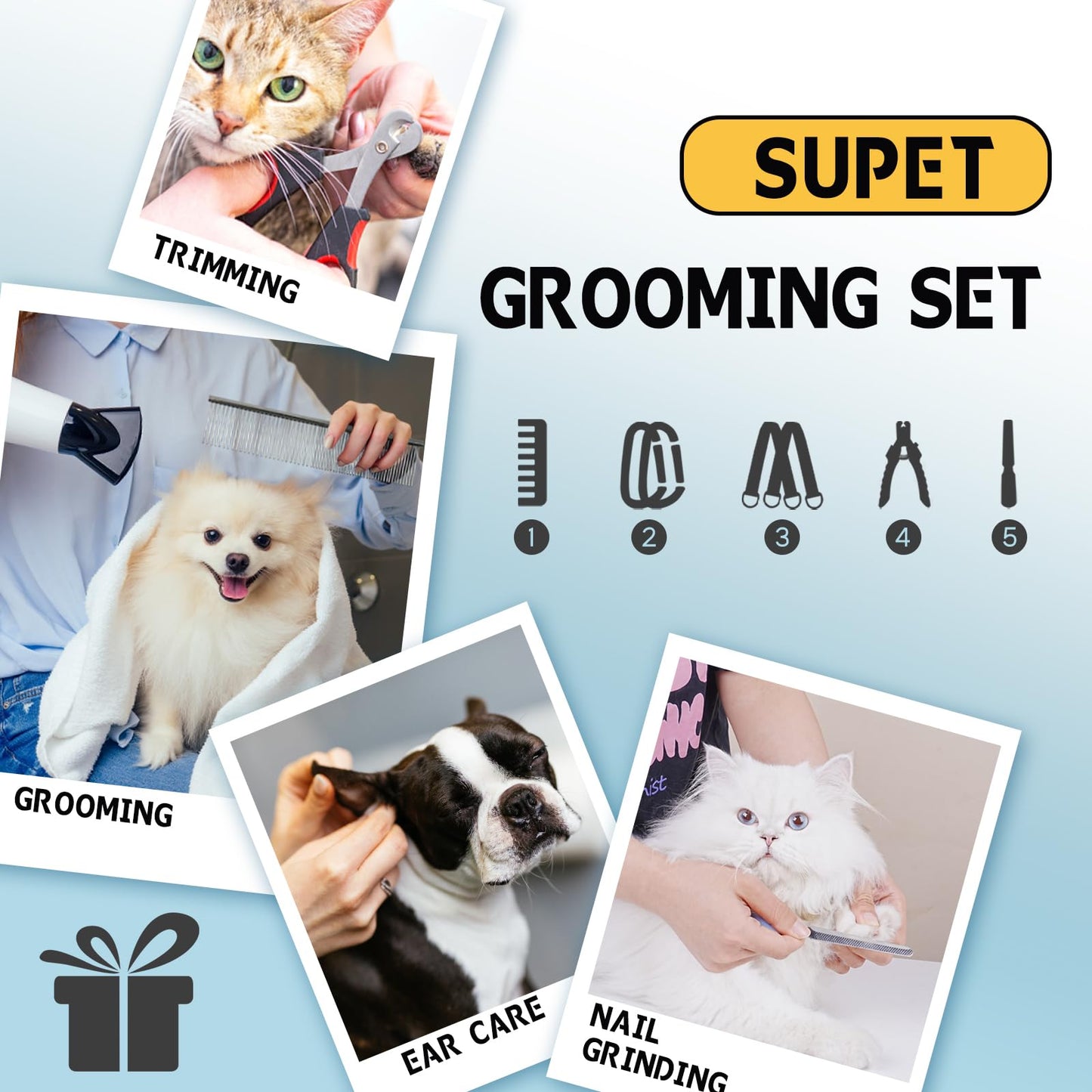 Supet Dog Grooming Hammock for Small Dogs Cat, Relaxation Pet Grooming Hammock Restraint for Nail Trimming (Coral Blue, S（ Legs Spacing：7-10.2" / Max W：15-35LBS）)