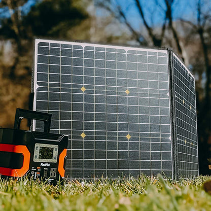 Foldable Solar Panel, FF FLASHFISH 18V/60W Portable Solar Charger Charge for Portable Power Station, Phone, Laptop, with DC Output, 45W USB-C, QC3.0 Port When Camping Fishing Van RV Road Trip