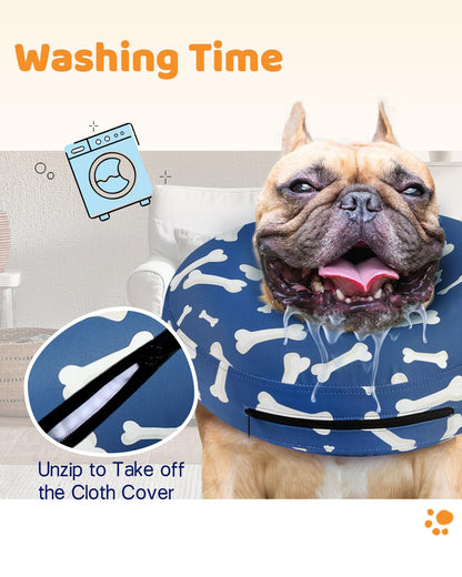 Supet Inflatable Dog Cone Collar Alternative After Surgery, Doggie Neck Donut Collar Recovery ECollar, Soft Dog Cone for Small Medium Large Dogs