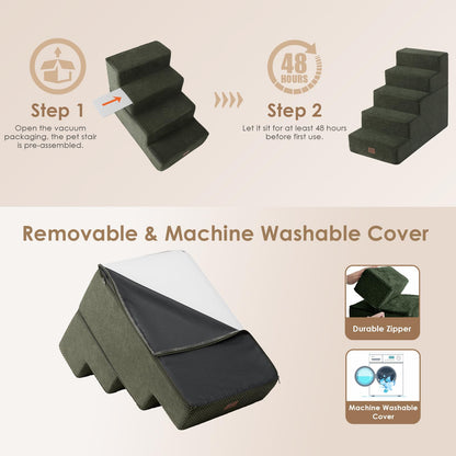 EHEYCIGA Dog Stairs for Bed 18”H, 4-Step Dog Steps for High Bed, Pet Steps for Small Dogs and Cats, Non-Slip Balanced Pet Ramp Indoor, Grey