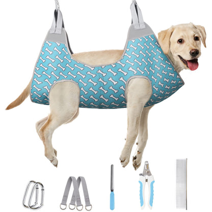 Supet Dog Grooming Hammock for Small Dogs Cat, Relaxation Pet Grooming Hammock Restraint for Nail Trimming (Coral Blue, S（ Legs Spacing：7-10.2" / Max W：15-35LBS）)