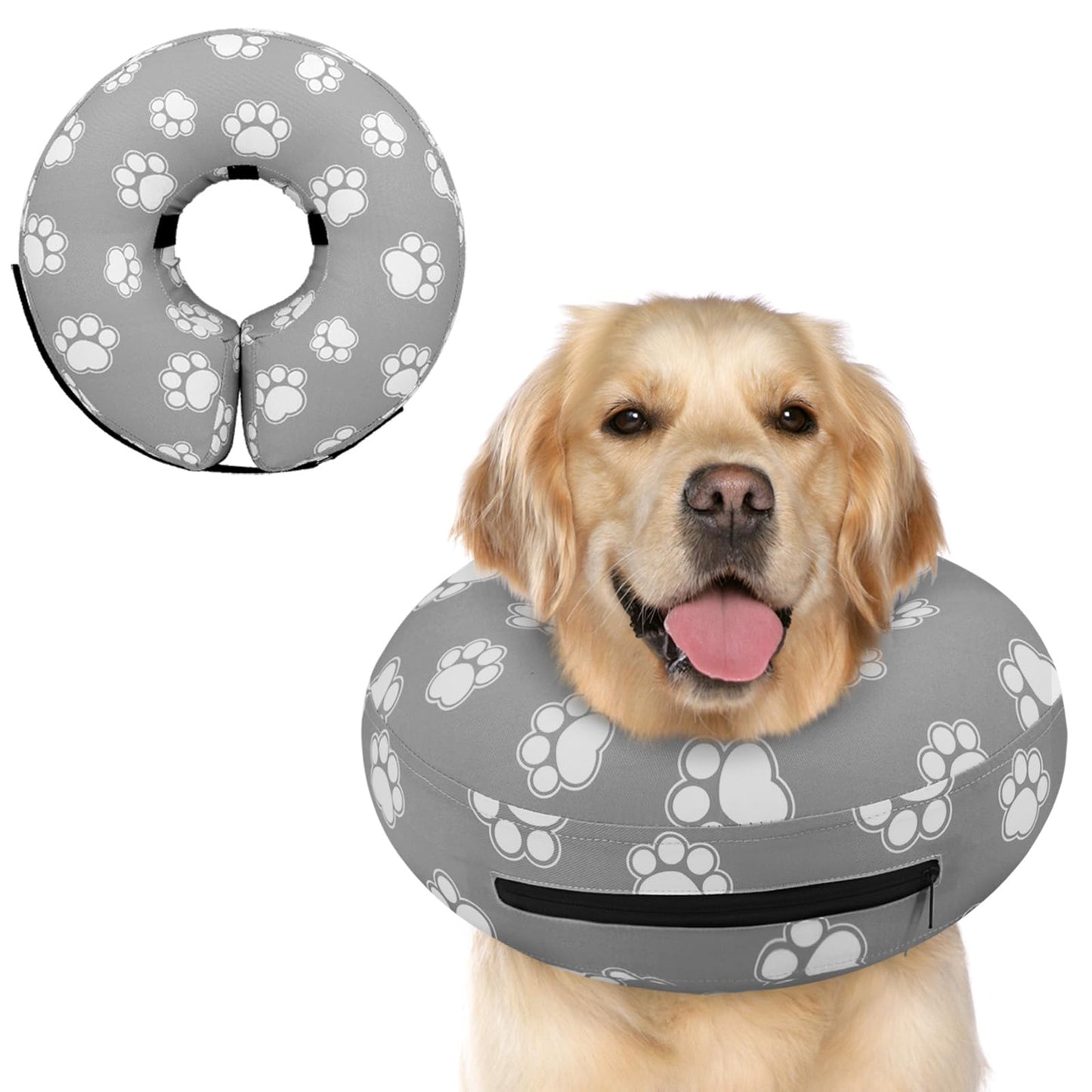 Supet Inflatable Dog Cone Collar Alternative After Surgery, Doggie Neck Donut Collar Recovery ECollar, Soft Dog Cone for Small Medium Large Dogs