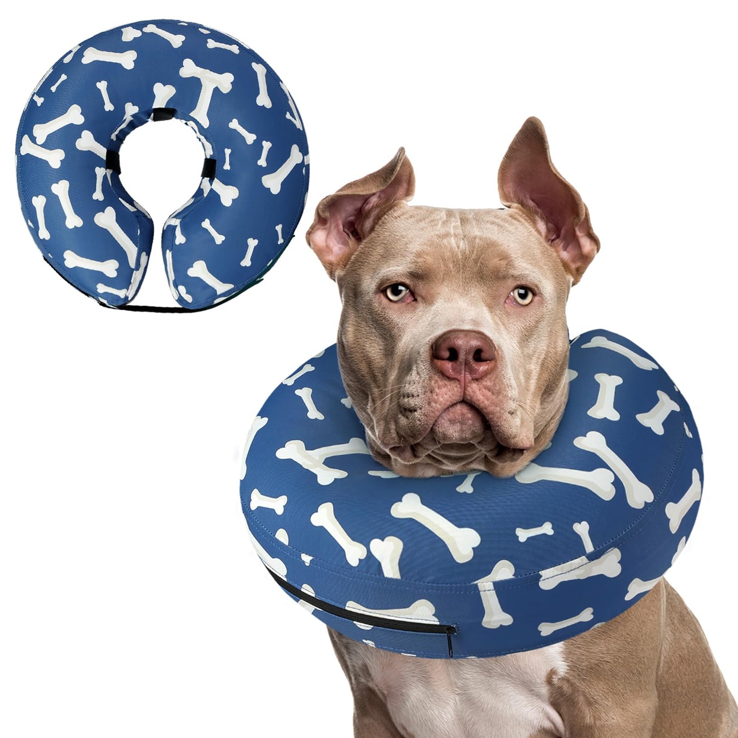Supet Inflatable Dog Cone Collar Alternative After Surgery, Doggie Neck Donut Collar Recovery ECollar, Soft Dog Cone for Small Medium Large Dogs