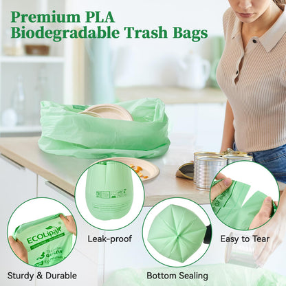 ECOLipak 49L Compostable Trash Bags – 100 Count (2 Rolls), Heavy Duty & Certified for Kitchen & Bathroom