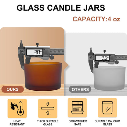 Thick Candle Jars for Making Candles 16 Pcs, 7 OZ Empty Jars with Wood Lids for Candle Making, Sample Container, Frosted White