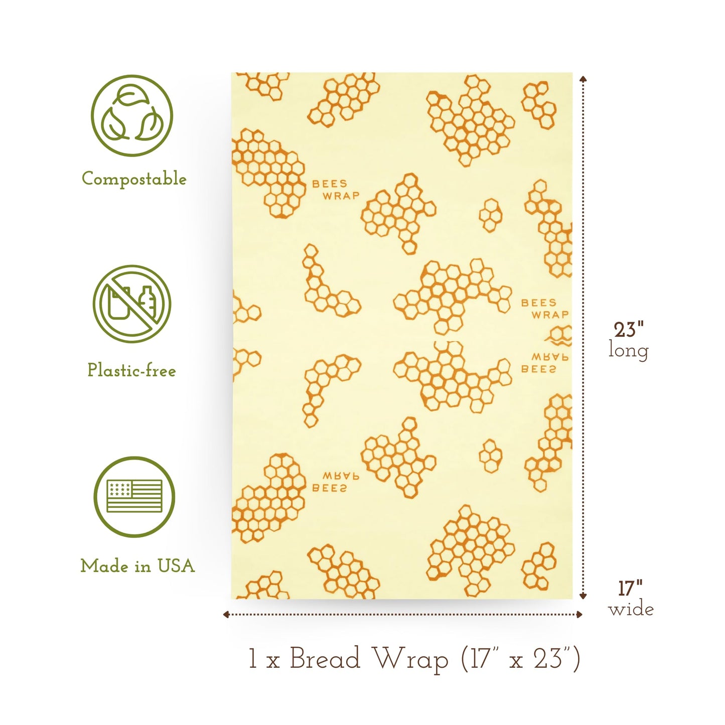 Bee's Wrap Reusable Vegan Alternative to Beeswax Food Wraps, Made in the USA, Eco Friendly Food Wraps, Sustainable Food Storage Containers, Organic Food Wraps, Bread Wrap for Homemade Bread, Vegan
