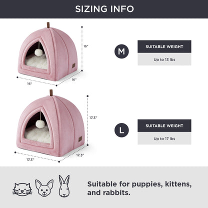 Bedsure Cat Beds for Indoor - 2 in 1 Cat Cave House Tent for Kittens and Small Pets with Removable Washable Cushioned Pillow, Foldable Kitten Hideaway with Non-Slip Bottom, Grey, 16 inches