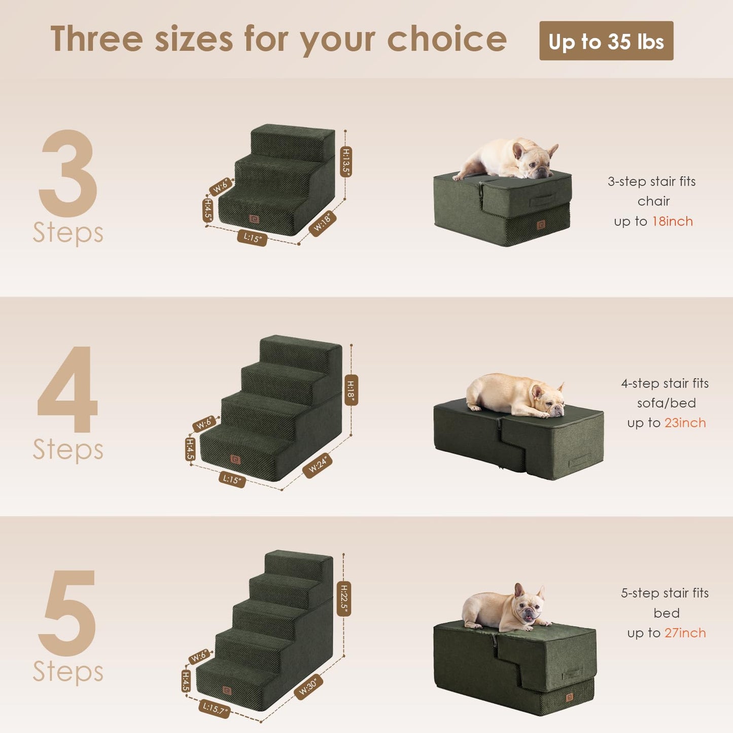 EHEYCIGA Dog Stairs for Bed 18”H, 4-Step Dog Steps for High Bed, Pet Steps for Small Dogs and Cats, Non-Slip Balanced Pet Ramp Indoor, Grey