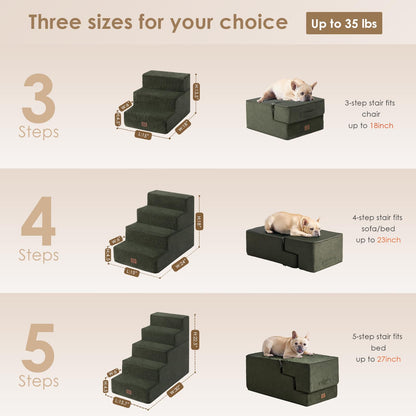 EHEYCIGA Dog Stairs for Bed 18”H, 4-Step Dog Steps for High Bed, Pet Steps for Small Dogs and Cats, Non-Slip Balanced Pet Ramp Indoor, Grey