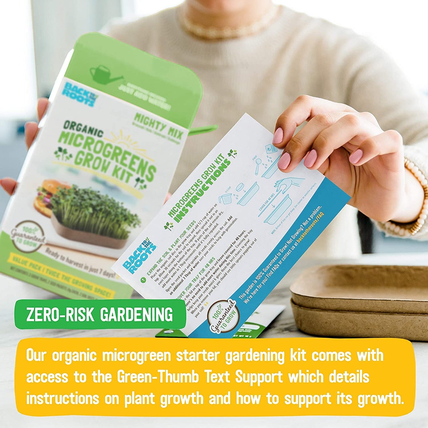 Back to the Roots Indoor Herb Garden Starter Kit, Basil, Mint and Cilantro - Includes seeds, soil and biochar