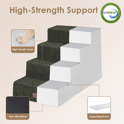 EHEYCIGA Dog Stairs for Bed 18”H, 4-Step Dog Steps for High Bed, Pet Steps for Small Dogs and Cats, Non-Slip Balanced Pet Ramp Indoor, Grey