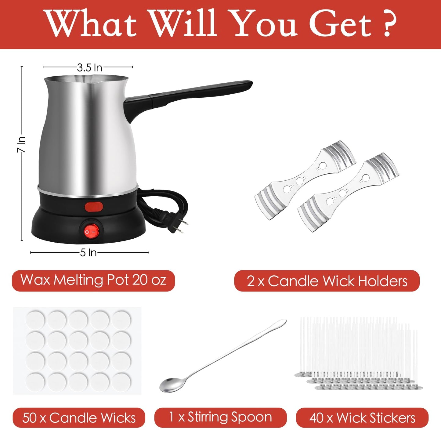 Candle Wax Melter, Stainless Steel Electric Wax Melter for Candle Making, Candle Making Kit with Hot Plate, Double Spouts Wax Melting Pot with 51IN Cord, Candle Making Supplies