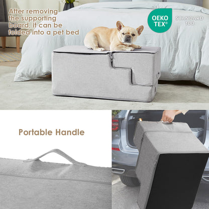 EHEYCIGA Dog Stairs for Bed 18”H, 4-Step Dog Steps for High Bed, Pet Steps for Small Dogs and Cats, Non-Slip Balanced Pet Ramp Indoor, Grey